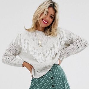 ASOS White Fringe Sweater